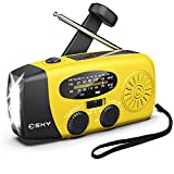Crank Radio Solar Power, Emergency Hand Crank Radio with Flashlight & 1000mAh Cell Phone Charger, Esky Portable AM/FM NOAA Weather Radio, Household Outdoor Emergency Supplies, Upgraded Version
