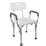 Vaunn Medical Tool-Free Assembly Spa Bathtub Shower Lift Chair, Portable Bath Seat, Adjustable Shower Bench, White Bathtub Lift Chair with Arms