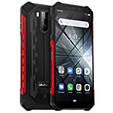 Rugged Smartphone Unlocked, Ulefone Armor X3 IP68 Waterproof Cell Phone, 5.5 inch HD+ Screen 2GB+32GB Android 9.0 5000mAh Battery Global 3G Dual SIM Dual Cameras Face ID Compass+GPS Shockproof (Red)