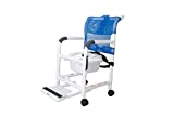 Rolling Shower Chair with Drop Arms, Mesh Seat, Locking Casters, Seat Belt, Slide Out Footrest and Commode Pail. 300 lb. Capacity, Fits Over Standard Toilet. Institutional Grade - RL-1