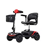 Metro Mobility Lite Compact Travel Electric Power Mobility Scooter for Travel, Adults, Seniors- 265 lbs Max Weight, Long Range Power Extended Lead-Acid Battery with Charger and Basket - Red