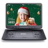 16.9''Portable DVD Player with 14.1''HD Large Screen,Kids DVD Players,Unique Extra Button Design,Portable with 5 Hrs Rechargeable Battery,Support USB/SD Card/SyncTV Video Player Portable,Black