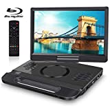 FANGOR 13.3 Inch Portable Bluray Player with 12' HD Swivel Screen, 5 Hours Rechargeable Battery and Remote Control, HDMI Out/AV In, Multi-Media Player, USB/SD Card, Last Memory