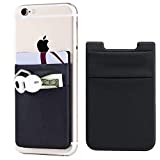 2Pack Adhesive Phone Pocket,Cell Phone Stick On Card Wallet Sleeve,Credit Cards/ID Card Holder(Double Secure) with 3M Sticker for Back of iPhone,Android and All Smartphones-Black