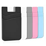 Phone Wallet, Senose Card Holder for Back of Phone Stick on Phone Cases Great Storage Compatible with iPhone/Android/Samsung Galaxy Pack of 5