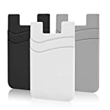 Phone Card Holder, SHANSHUI Silicone Phone Wallet Stick On Credit Card Holder Phone Pocket for Almost All Smartphones（Black,White,Grey/3pcs）