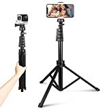 62' Phone Tripod Accessory Kits, Aureday Camera & Cell Phone Tripod Stand with Wireless Remote and Universal Tripod Head Mount, Perfect for Selfies/Video Recording/Vlogging/Live Streaming