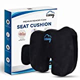 Cozey Memory Foam Seat Cushion, Office Chair Cushion - Orthopedic Cusion for Butt, Tailbone, Sciatica, Coccyx & Back Pain Relief - Chair Pad, Car Seat Cushion, Butt Pillow (Black)