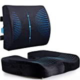 Memory Foam Seat Cushion & Lumbar Support Pillow for Office Chair Car Wheelchair Orthopedic Chair Pad and Back Cushion with Adjustable Straps for Lower Back, Tailbone, Sciatica, Hip Pain Relief