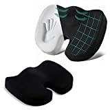 Aurkalri Seat Cushion for Office Chair,100% Memory Foam Coccyx Pad,Designed for Back Pain & Sciatica Relief,Comfort Cushions Butt Pillow for Long Sitting(Black)