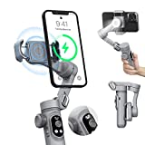 AOCHUAN SMART X Pro 3-Axis Handheld Smartphone Gimbal Stabilizer, Built-In Wireless Charging OLED Screen LED Fill Light, Portable and Foldable, Face Tracking Video Stabilizer for iPhone and Android