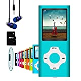 MP3 Player, Hotechs MP3 Music Player with 32GB Memory SD Card Slim Classic Digital LCD 1.82'' Screen Mini USB Port with FM Radio, Voice Record… (Sky Blue)