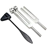 Set of Aluminum Sensory Tuning Forks in C 128 & C 512 and Tactical Black Taylor Percussion Hammer Mallet