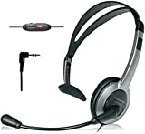 Panasonic Comfort Fit Headset for TCA Series Cordless Landline Phones, Foldable Headset with Flexible Noise-Cancelling Microphone and Volume Control, 2.5 mm Plug, Grey/Silver KX-TCA430