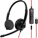 NUBWO HW01 USB Headphone/ 3.5mm Computer Headset with Microphone Noise Cancelling, Lightweight PC Headset Wired Headphones, Business Headset, Office Computer Headsets for Cell Phone