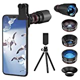 Selvim Phone Camera Lens Phone Lens Kit 4 in 1, 22X Telephoto Lens, 235° Fisheye Lens, 0.62X Wide Angle Lens, 25X Macro Lens, Compatible with iOS iPhone 10 8 7 6 6s Plus X XS XR Android Samsung -Black