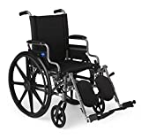 Medline Lightweight & User-Friendly Wheelchair With Flip-Back, Desk-Length Arms & Elevating Leg Rests for Extra Comfort, Gray, 18 Seat