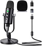Mercase USB Condenser Microphone Compatible with PC/MAC/Ps4/iPhone/iPad/Android,Computer Mic with Noise Cancelling & Reverb, Studio Microphone for Voice and Music Recording,Podcasting,Streaming,Gaming