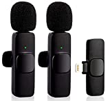Wireless Microphone for iPhone iPad, Plug-Play Wireless Lavalier Mic with 2 Microphone for Phone Video Recording, Interview, Vlog, Auto Sync and Noise Reduction