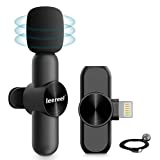 Wireless Lavalier Microphone for iPhone iPad, Leereel Plug-Play Wireless Lapel Mic for Recording TikTok YouTube Live Stream - 3 Level Noise Reduction, Auto Sync, No APP & Bluetooth Needed