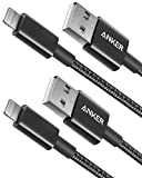 Anker 6 ft Premium Double-Braided Nylon Lightning Cable [2-Pack], Apple MFi Certified for iPhone Chargers, iPhone X/8/8 Plus/7/7 Plus/6/6 Plus/5s, iPad, iPad Mini, and More (Black)
