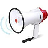 Croove Megaphone Bullhorn | Bull Horn Loud Speaker with Siren for Kids and Adults | 30 Watt Lightweight Mega Phone | 800 Yard Range Megaphone with Siren & Cheering