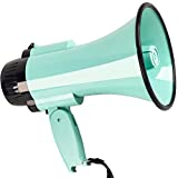 Loudmore 30 Watt Power Portable Megaphone Bullhorn Speaker Voice, Siren/Alarm and 240S Recording with Volume Control and Strap (Teal)