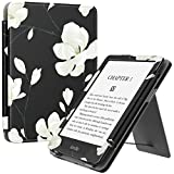 MoKo Case for 6.8' Kindle Paperwhite (11th Generation-2021) and Kindle Paperwhite Signature Edition, Slim PU Shell Cover Case with Auto-Wake/Sleep for Kindle Paperwhite 2021, Black & White Magnolia