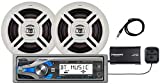 Dual Electronics WCPSX422BT Marine Stereo LCD Single DIN | Marine Radio with Built-in Bluetooth | SiriusXM SXV300 Tuner | Two 6.5-inch Dual Cone Marine Speakers and Marine Antenna