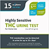 Exploro Highly Sensitive Marijuana Drug Test for Home Use - Detects THC Metabolites in Urine for up to 35+ Days - Accurate Results in 5 Minutes - 15 Strips with Cut-Off Level of 50 ng/ml