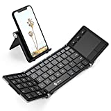 Folding Keyboard, iClever BK08 Bluetooth Keyboard with Sensitive Touchpad (Sync Up to 3 Devices), Pocket-Sized Tri-Folded Fodable Keyboard for iPad Mac iPhone Android Windows iOS, Silver