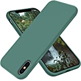 OTOFLY Compatible with iPhone X Case,Ultra Slim Fit iPhone Xs Case Liquid Silicone Cover with Full Body Protection Anti-Scratch Shockproof Bumper,Soft Microfiber Lining 5.8 inch, (Pine Green)