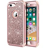 Hython Designed for iPhone 8, iPhone 7 Case, Heavy Duty Full-Body Defender Protective Case Bling Glitter Sparkle Hard Shell Hybrid Shockproof Rubber Bumper Cover for iPhone 7 and iPhone 8, Rose Gold