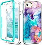Hocase for iPhone SE 2022/2020 Case, iPhone 8/7/6s/6 Case, (with Screen Protector) Shockproof Slim Soft TPU Full Body Protective Case for iPhone SE 3rd/2nd Generation/8/7/6s/6 (4.7') - Colorful Marble