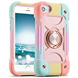 MARKILL Compatible with iPhone Se3/iPhone Se2,iPhone 6/6S Case,iPhone7/iPhone8 Case 4.7 Inch with Ring Stand, Heavy-Duty Military Grade Shockproof Phone Cover. (Rainbow Pink)