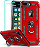 LeYi Compatible for iPhone 8/7/ 6s/ 6 Case with Tempered Glass Screen Protector, Pass 16ft Drop Test Military-Grade Cover with Magnetic Ring Kickstand, Protective Phone Case for Apple iPhone 8, Red