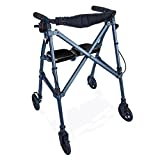 Able Life Space Saver Rollator, Lightweight Folding Mobility Rolling Walker for Seniors and Adults, 6-inch Wheels, Locking Brakes, and Padded Seat with Backrest, Cobalt Blue