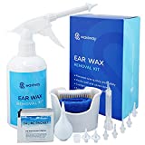 WAXIWAY Ear Wax Removal Kit – Ear Cleaning Kit with Spray Bottle, Ear Syringe, Basin, Cotton Swabs, Disposable Tips, Soft Towel and Salt Solution Packets – Eliminate Earwax Discreetly at Home