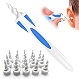 Q-Grips Earwax Remover-Spiral Ear Wax Removal Tool, Reusable Earwax Removal Kit Safe Ear Cleaner with 16 Pcs Soft and Flexible Replacement Tips for Adult and Kids