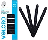 VELCRO Brand Face Mask Extender Straps 4pk Black, 12” x 1” Comfortable and Adjustable Ear Savers, VEL-30084-USA