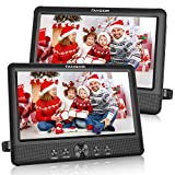 FANGOR 10.5 Dual DVD Player for Car Portable Headrest Video Players with 2 Mounting Brackets, 5 Hours Rechargeable Battery, Last Memory, USB/SD Card Reader, AV Out&in ( 1 Player + 1 Screen )