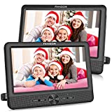 FANGOR 10’’ Dual Car DVD Player Portable Headrest CD Players with 2 Mounting Brackets, 5 Hours Rechargeable Battery, Last Memory, Free Regions, USB/SD Card Reader, AV Out&in ( 1 Player + 1 Screen )