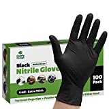 [100 Count] Black Nitrile Disposable Gloves 6 Mil. Extra Strength Latex & Powder Free, Textured Fingertips Gloves - Medium