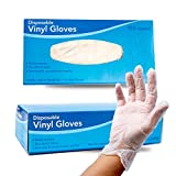 Disposable Vinyl Gloves | Box of 100 | Multipurpose | Food Handling Use | Powder Free | Clear | (100, Large)
