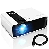 GRC Mini Projector, 1080P HD Supported Portable Movie Projector with 45000 Hrs LED Lamp Life, Compatible with TV Stick Video Game HDMI USB AV DVD for Multimedia Home Theater, Projector for outdoor