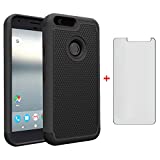 Google Pixel XL Phone Case 5.5 with Tempered Glass Screen Protector Rugged Dual Layer Heavy Duty Full Body Rubber Cell Accessories Slim Hard Cover for Pixle 1 XL One Pixel1 1XL 2016 Women Girls Men