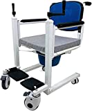 Bedside Commodes Self-Service Patient Lift Transfer Machine with Soft Cushion and Toilet Seat,Transport Wheelchair Manual Lift,Home Shifter for Nursing Paralyzed Elderly-Holds up to 220lbs