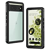 Lanhiem Pixel 6 Case, IP68 Waterproof Dustproof Shockproof Case [NOT for Pixel 6 Pro] with Built-in Screen Protector, Full Body Rugged Protective Cover for Google Pixel 6 5G, Black/Clear