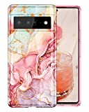 Btscase for Google Pixel 6 Pro Case, Gold Glitter Bling Marble Pattern Hard PC Slim Fit Shockproof Full Body Rugged Drop Protective Women Girls Cover Cute Case for Google Pixel 6 Pro, Rose Gold