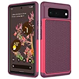 for Google Pixel 6 Phone Case: Drop Protective Military Grade Armor Case Cover | Sturdy Anti-Slip Grip & Shock-Proof Silicone TPU Bumper | Dual-Layer Heavy Duty Protection Case - Burgundy